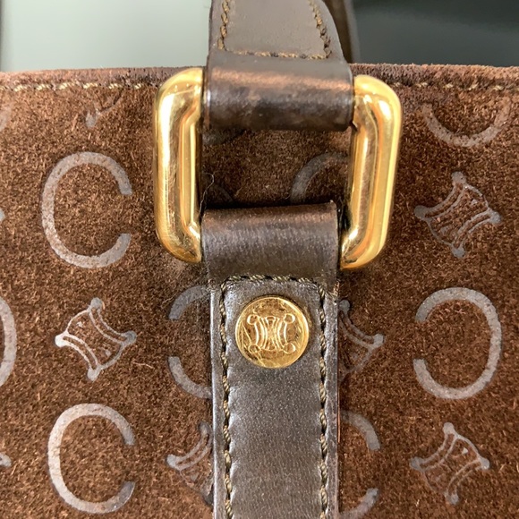 AUTHENTIC Celine Suede Monogram Handbag - Picture 3 of 16